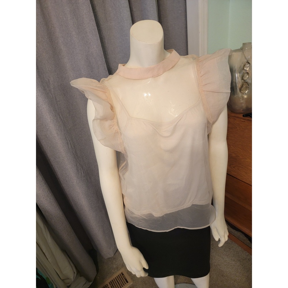 Fairy whimsy Joie Blouse High Neck‎ Bow Puffy Exaggerated Sleeves Size S NWT